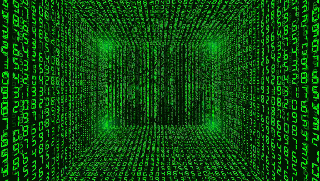 Matrix, ciąg cyfr i znaków, który przypomina algorytm.