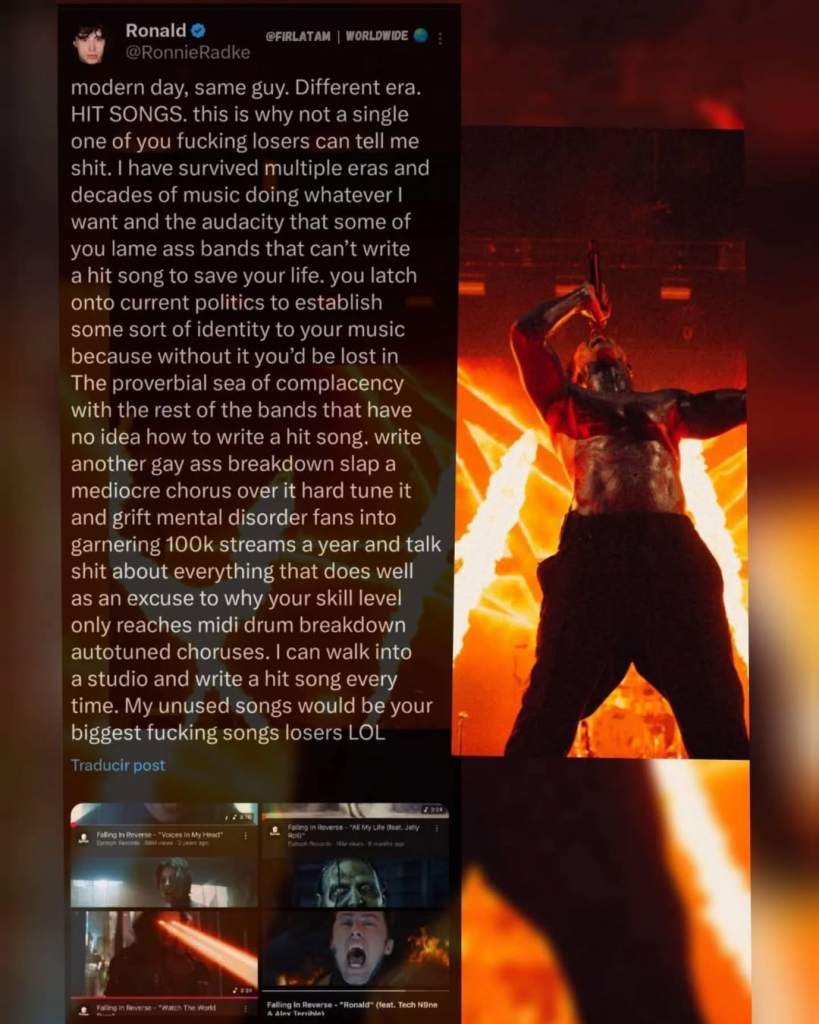 Ronnie wyśmiewający mniejszych artystów, mówiący "Za każdym razem gdy wchodzę do studia piszę hit. Piosenki, które wywaliłem do kosza, byłyby waszymi największymi hitami, pieprzone przegrywy LOL"